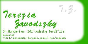 terezia zavodszky business card